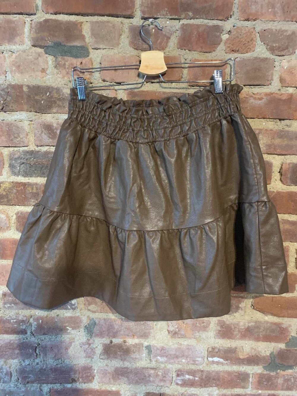Anthropologie Somerset Faux Leather Mini Skirt; Chocolate Brown NWT